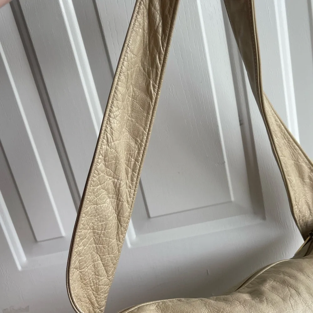 Vintage Paris gold metallic leather hobo bag